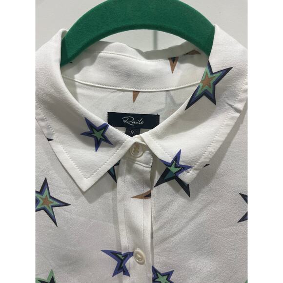 Rails Kate Star Silk Button Up Blouse Sz S - Picture 3 of 7